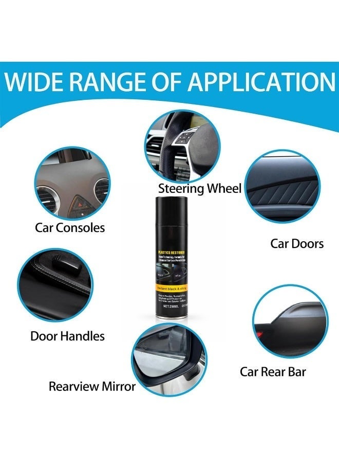 Plastic Restorer Spray 250ml for Car Interior & Exterior Plastic, Rubber & Vinyl Trim, Restores Faded Surfaces, Instant Black Shine, UV Protection QV5-112 - Image 3